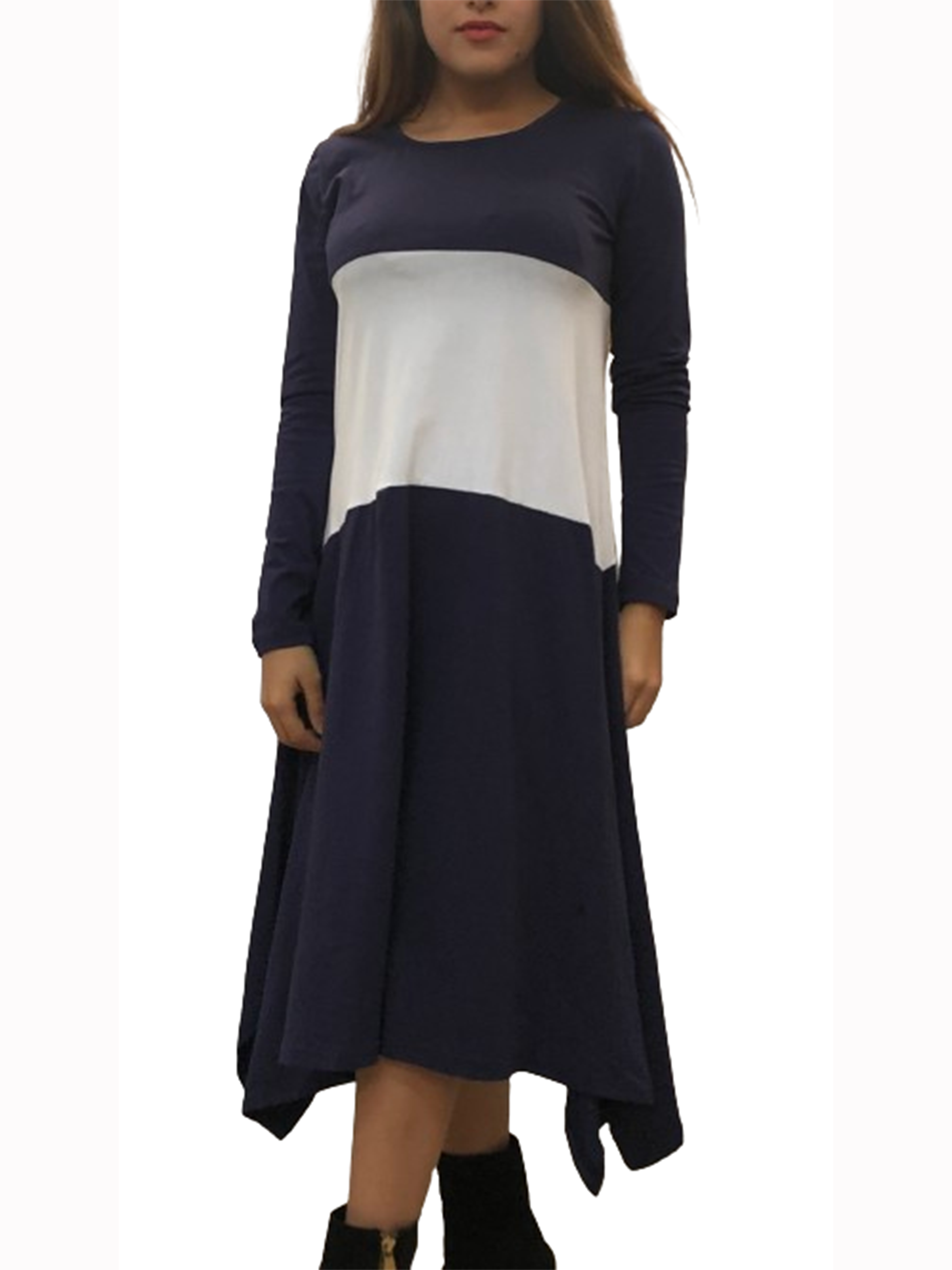 SymetriC Long Bi Colors Long sleeves Tunic in Cotton
