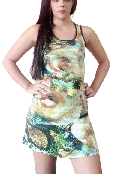 Colorful printed short TUNIC in lycra