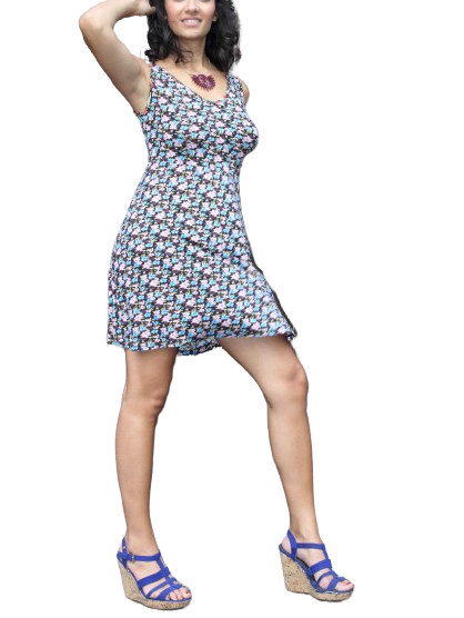 flared dress Open collar sleeve without Lycra Polyester