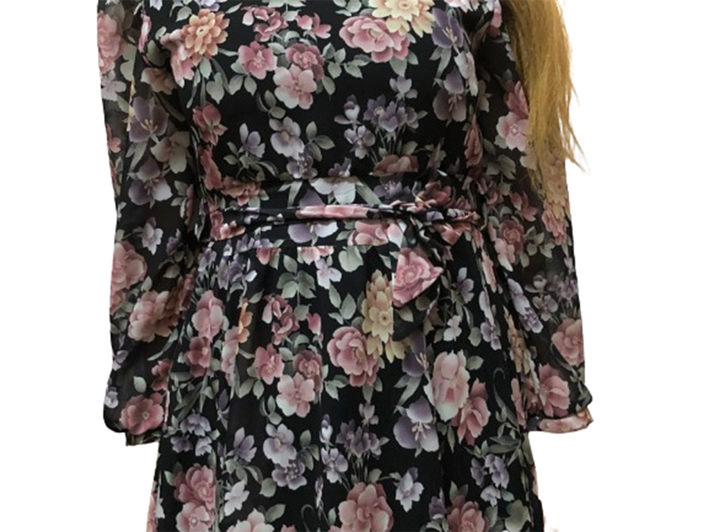 Very Elegant Long Sleeves Printed Dress-Tunik, by Lycra Tulle.
