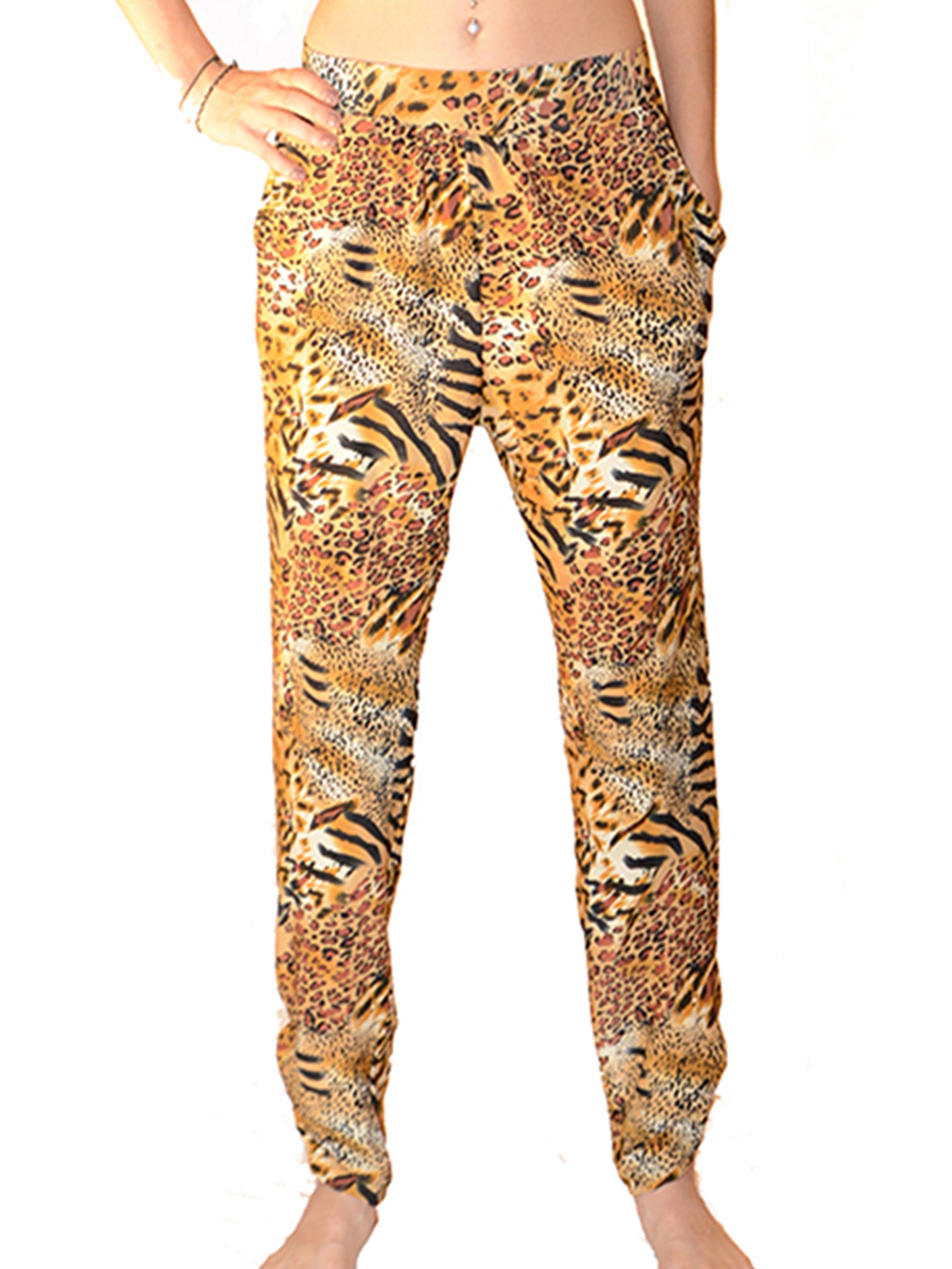 Leggings með tígrismynstri og vasa 