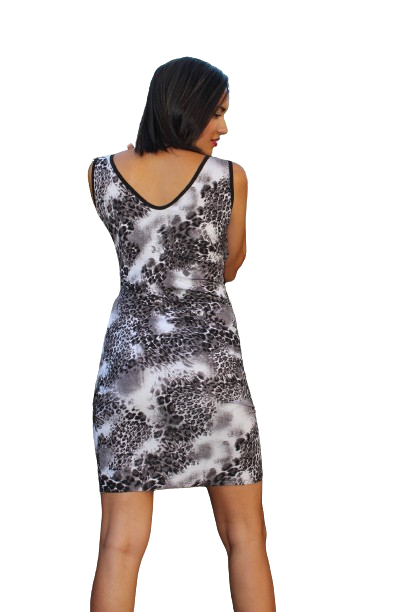 Zebra Printed Dress Cotton/Lycra Open Neck Round Neck; Sleeveless