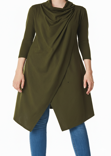 Robe imprimée à fleurs - Col V - Manches mi-longues en élasthanne