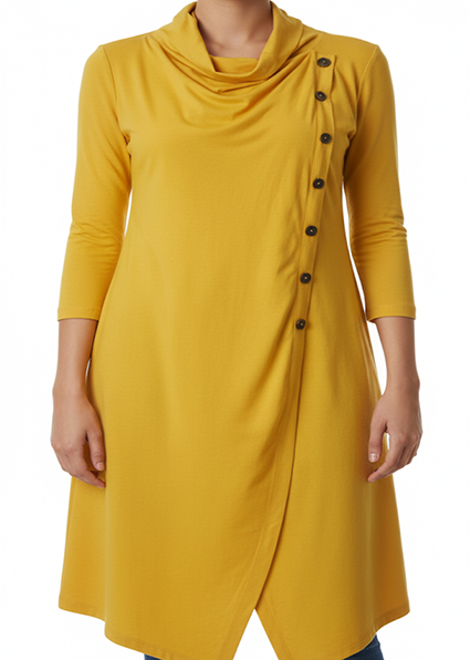 Robe imprimée à fleurs - Col V - Manches mi-longues en élasthanne