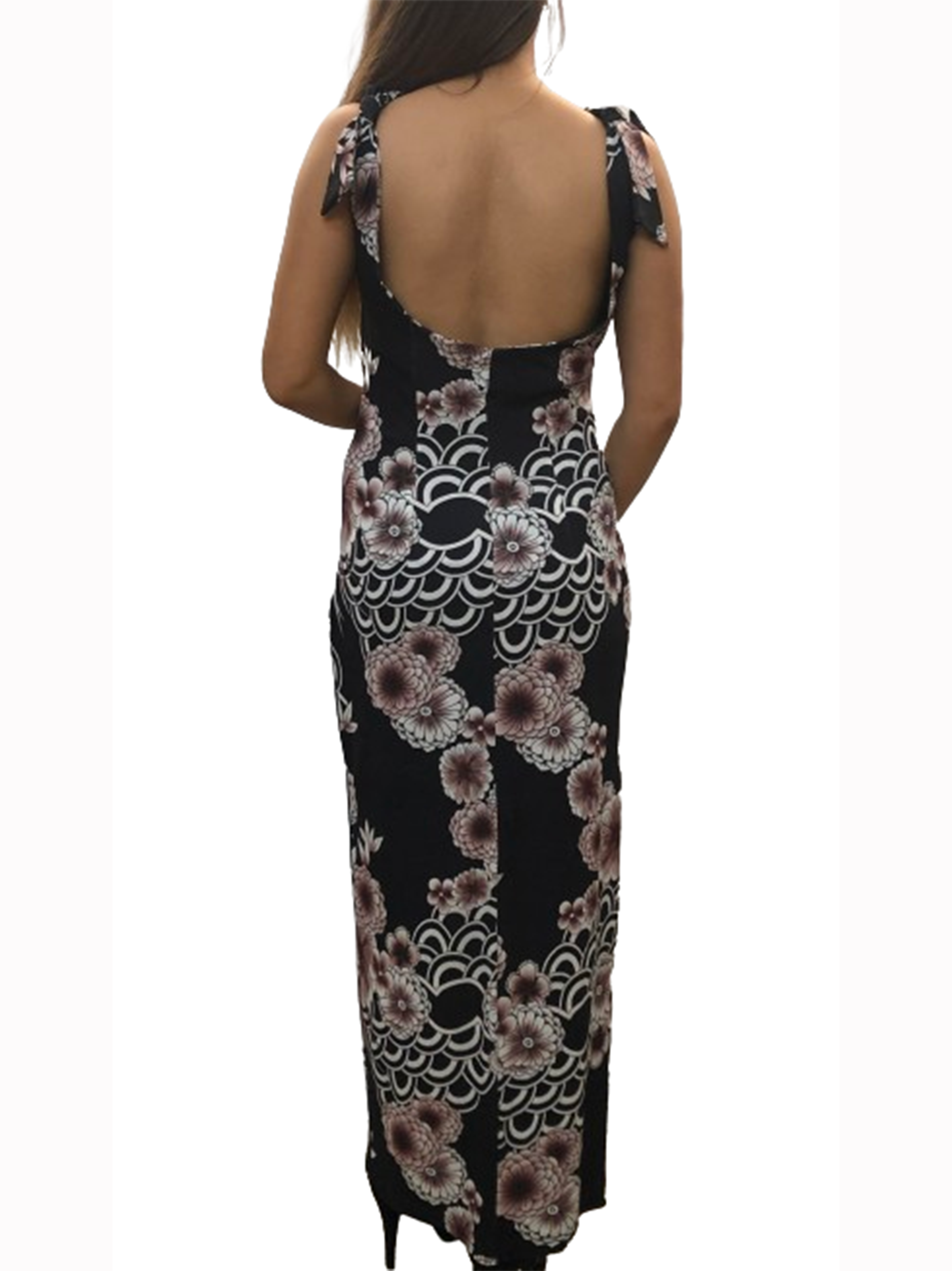 Borrowed dresses flower printed dresses in Lycra Polyester u-neck No sleeves